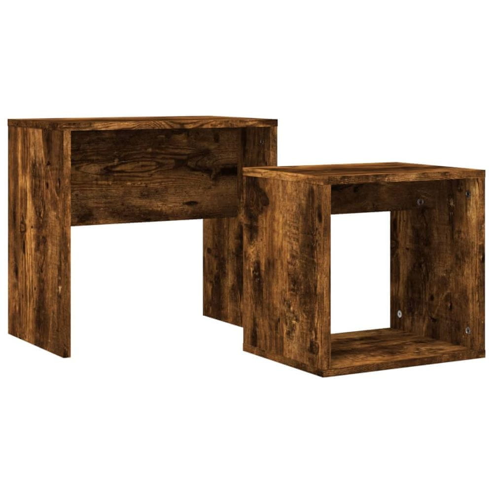 Vidaxl Zasúvacie konferenčné stolíky 2 ks dymový dub kompozitné drevo